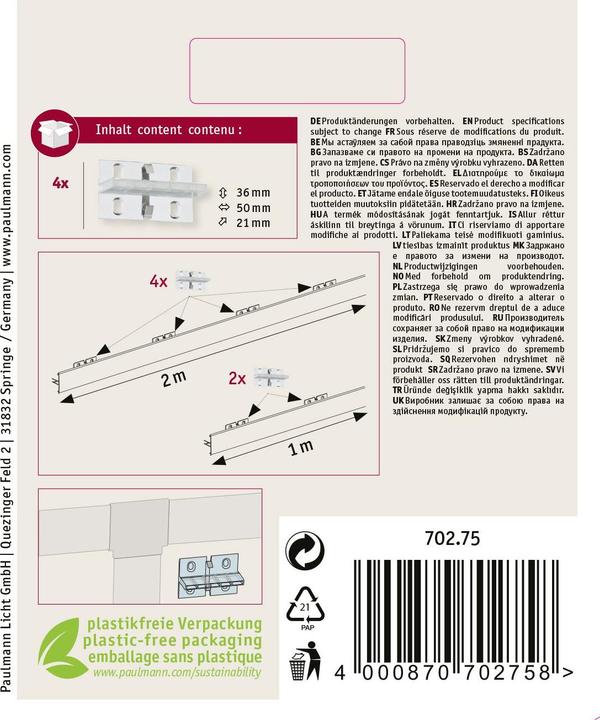 Actual product image Paulmann Duo Profile (2.10 cm, Indoor)
