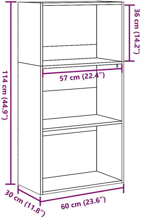 Image du produit VidaXL Bücherregal Regal Standregal Büroregal Aufbewahrungsregal Sonoma-Eiche (60 x 30 x 114 cm)