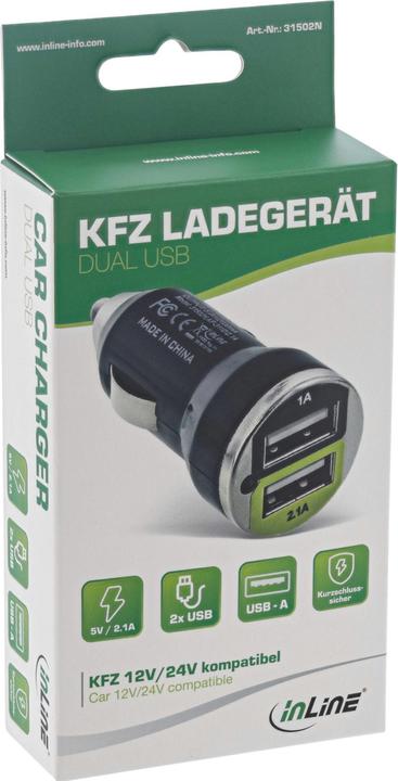 Actual product image InLine USB Car Charger Power Adapter