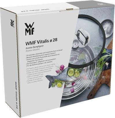 Produktbild WMF Kochtopf Dampfgarer rund 28cm Glasdeckel Silikonrand Vitalis Edelstahl (EU-Stecker)