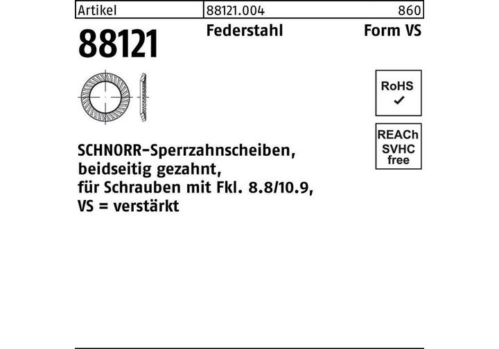 Produktbild Schnorr Sperrzahnscheibe R 88121 beidseitig gezahnt VS 22 x33 x2 Federstahl