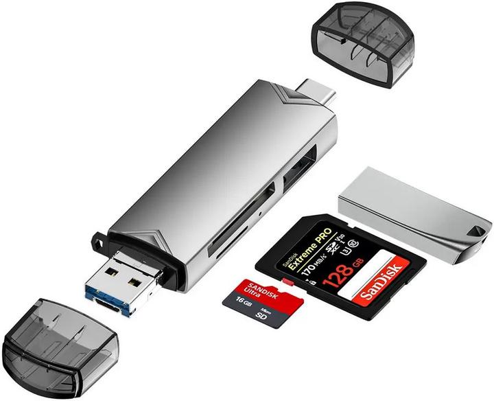 Immagine prodotto PhoneLook Lettore di schede di memoria SD e micro SD multifunzionale con connessione USB-A 3.0 e USB-C (USB 3.0, USB-C)