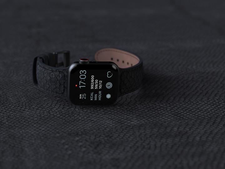 Actual product image Njord Vindur Watch Strap for Apple Watch 44/45mm (45 mm, Vegan Leather, Stainless steel fastener, Salmon leather)