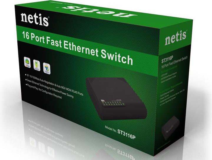 Actual product image Netis ST3116P Network Switch Unmanaged Fast Ethernet (10/100) (16 Ports)