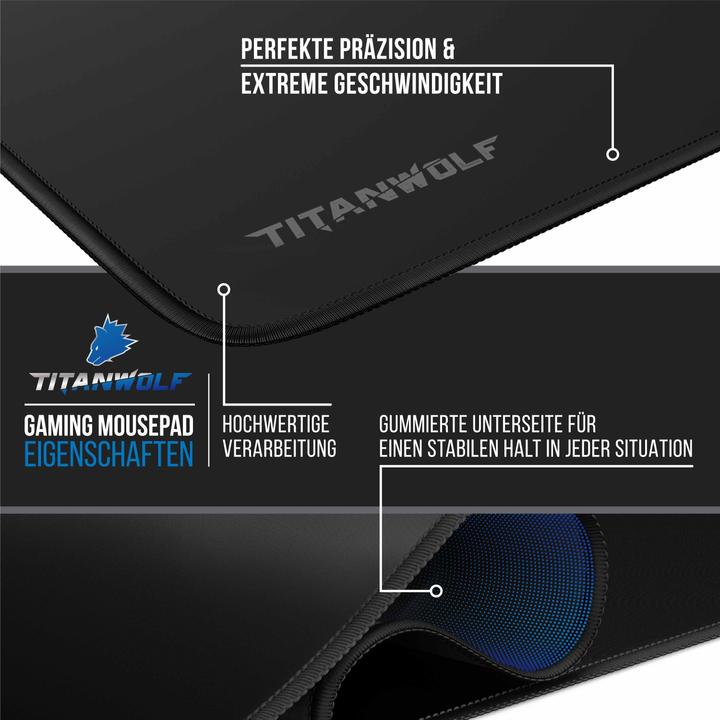 Produktbild Titanwolf Gaming Mauspad, XXXL Speed Mausmatte 1200 x 400 mm, Geschwindigkeit & Präzision, Delta (3XL)