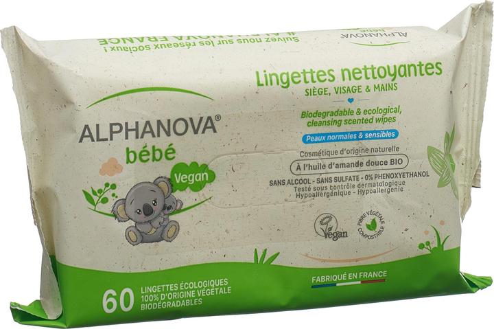 Image du produit Alphanova BB lingettes à l'huile d'amande biodégradables (60 pièce(s))