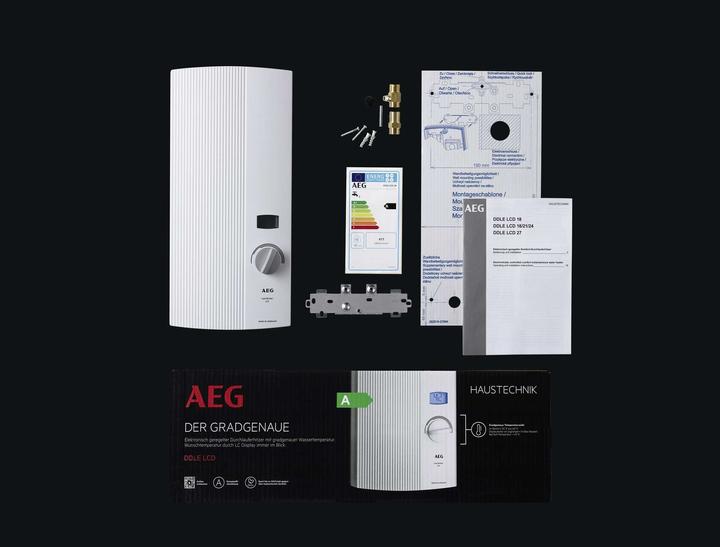 Actual product image AEG Haustechnik DDLE LCD 27 kW Electronic instantaneous water heater, temperature selection accurate to the degree