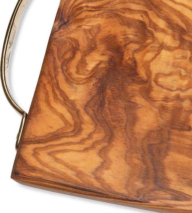 Immagine prodotto Natura Punto Tavola rettangolare in legno d'ulivo 100% con manico in ottone, 30x16x2,4 cm