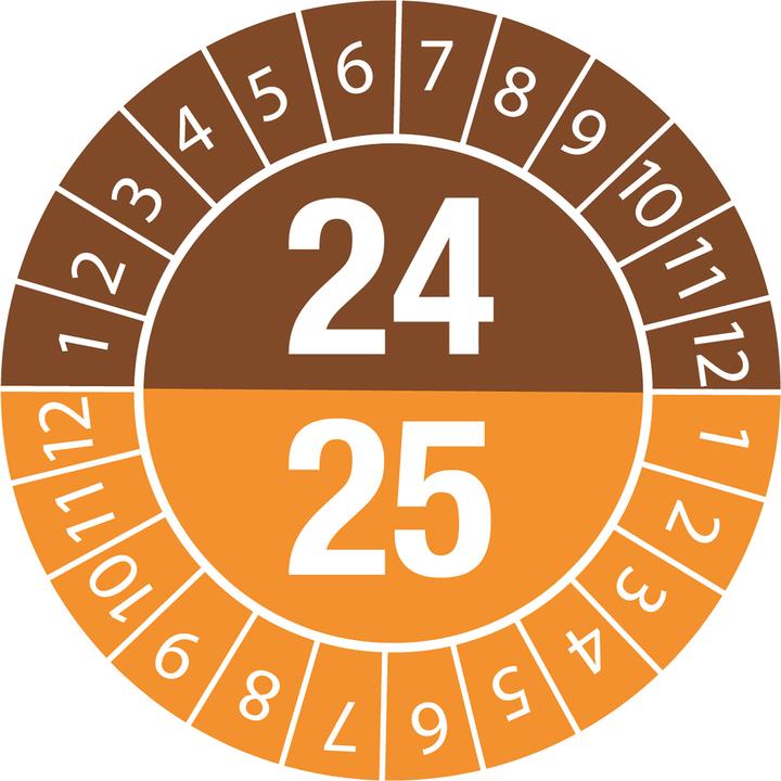 Produktbild Brady DATE INSPECTION LBLS B-500 24/25 -DIA 35, DATE 24/25-DIA 35 B-500 (125 Etiketten)