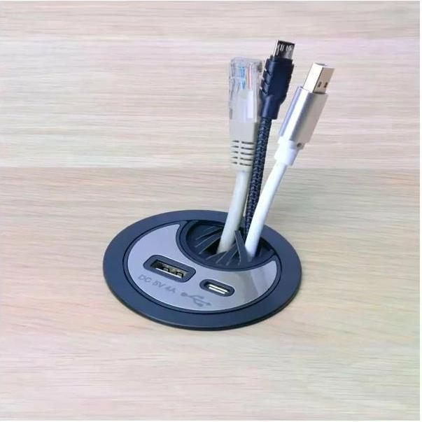 Produktbild Max Hauri Office Line Kabeldurchführung mit USB/A und USB/C Charger