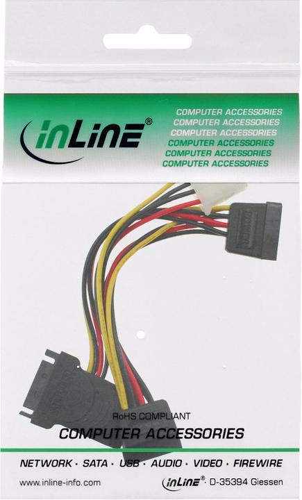 Produktbild InLine Molex - SATA x4, 0,15 m, mehrfarbig (29682)