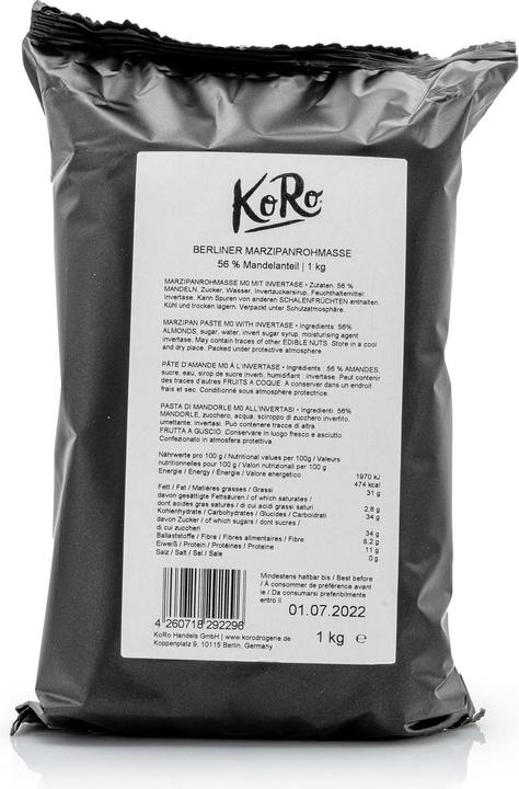 KoRo Marzipanrohmasse M0 mit Invertase (1000 g)