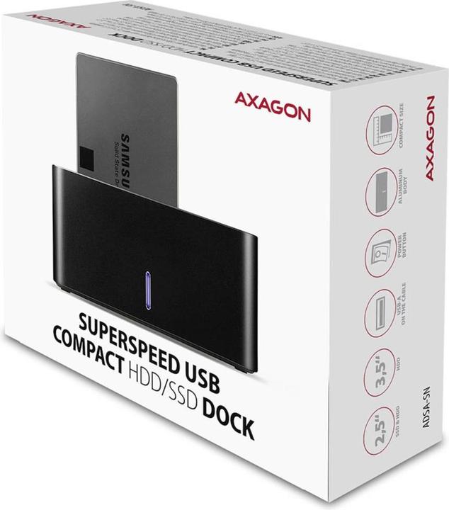 Immagine prodotto Axagon ADSA-SN Storage Drive Docking Station USB 3.2 Gen 1 (3.1 Gen 1) Type-A Nero (3.5")
