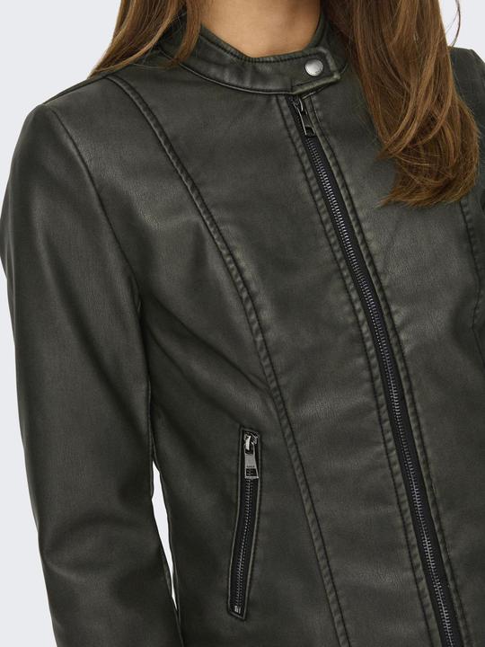 Actual product image Only Band collar biker jacket Faux leather jacket (XS)