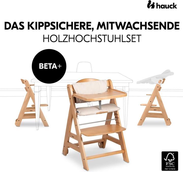 Actual product image Hauck Highchairs Beta Plus Natural 5-piece Newborn Set - Highchair + (Highchair)
