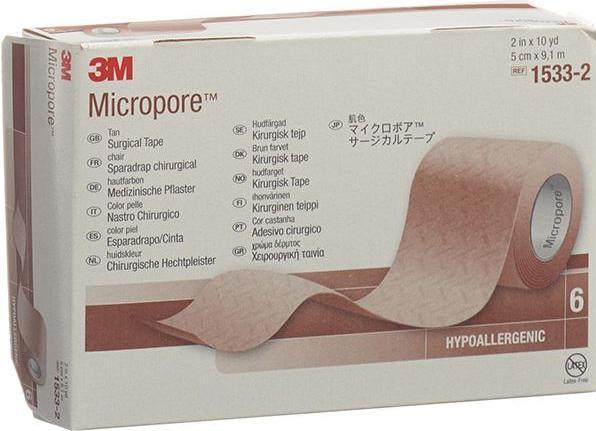 Produktbild 3M MICROPORE Rollenpflaster ohne Dispenser 50mmx9.14m weiss, 6 Stück (6 x)