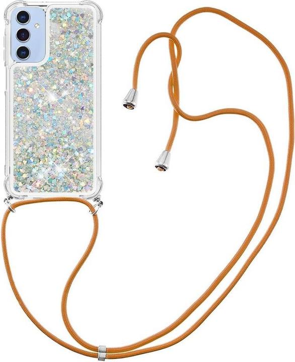 Actual product image Cover-Discount Galaxy A15 - Glitter cover with lanyard silver (Samsung Galaxy A15)