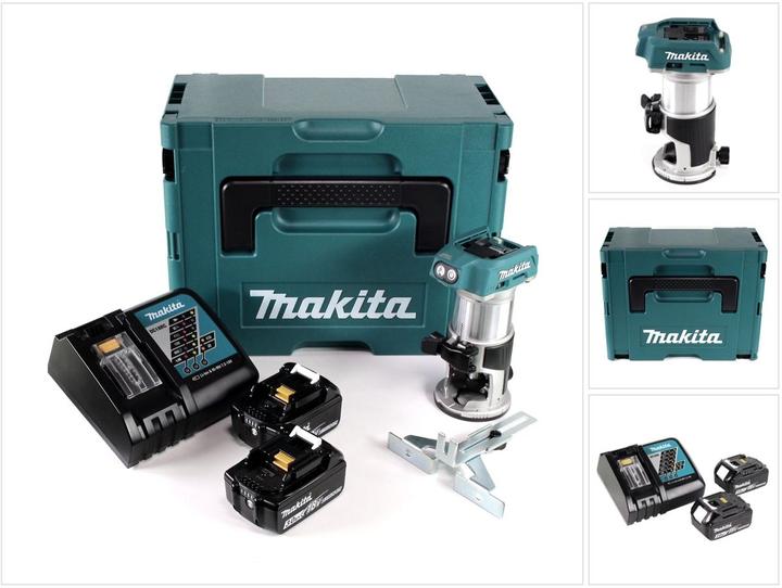 Produktbild Makita DRT 50 RFJ Akku Multifunktionsfräse brushless 18V + 2x Akkus 3,0 Ah + Schnellladegerät im Mak