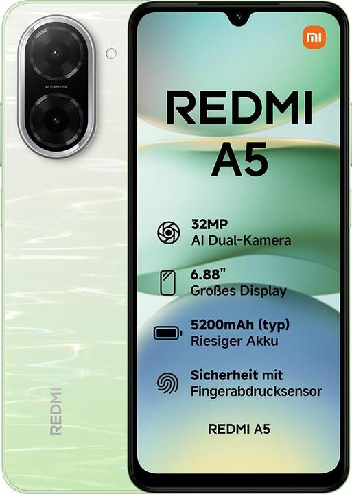 Produktbild Xiaomi Redmi A5 4G Dual Sim 4GB RAM 128GB - Lake Green (128 GB, Lake Green, 6.88", Dual SIM, 32 Mpx, 4G)