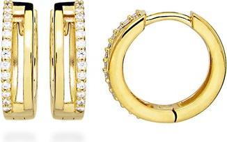 Silver Cat - Gold-plated hoop earrings with cubic zirconia SC540