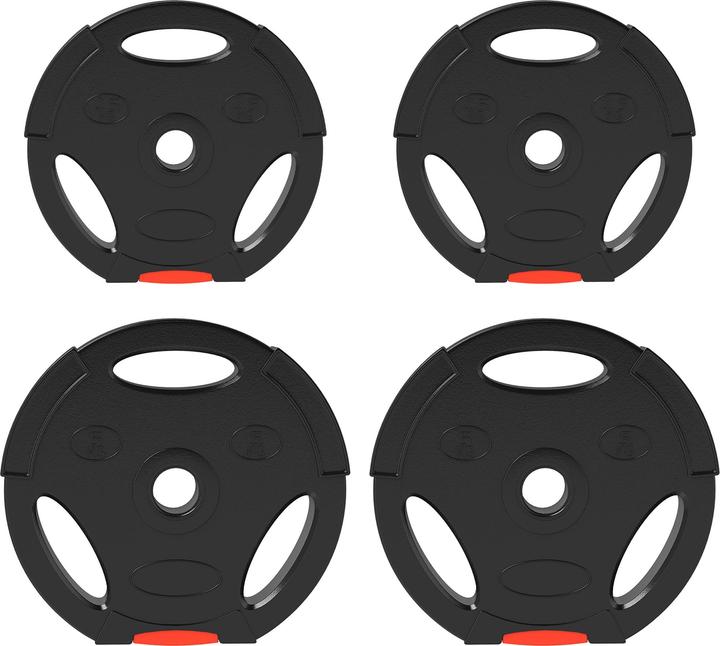 SportNow Hantelscheiben Kunststoff, Sand Schwarz (4 x 5 kg, 4 x 2.5 kg)