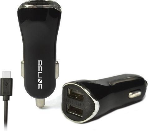 Actual product image Beline Ład. sam. 2xUSB + USB-C 2,1A czarna/black