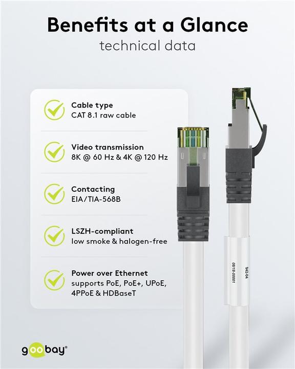 Actual product image Goobay Network cable (S/FTP, CAT8.1, 1 m)