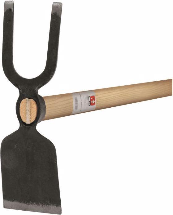 Actual product image Idealspaten Garden hoe with wide blade 2 blunt tines forged oval eye ash handle 135 cm
