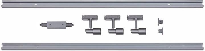 Produktbild famlights 1-Phasen Schienensystem-Set 2 Meter inkl. 3 Spots in Silb