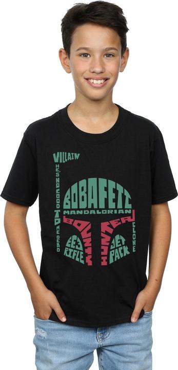 Actual product image Star Wars Boys Boba Fett Text Head T-Shirt (140, 146)