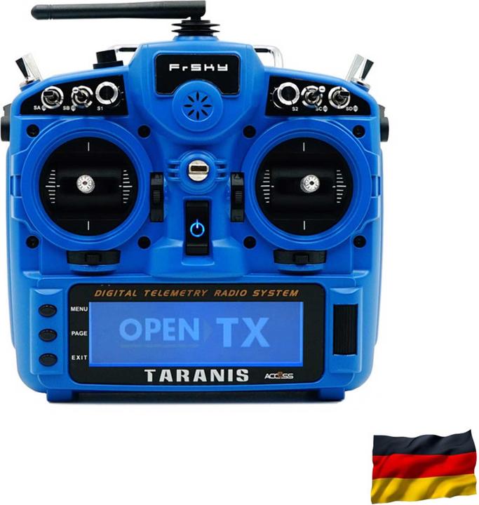 Image du produit FrSky taranis x9d plus 2019 eu/lbt set émetteur sky blue 2,4ghz avec carte sd, sans batterie, guide de