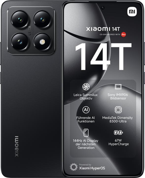 Xiaomi 14T (256 GB, Titan Black, 6.60", Dual SIM, 50 Mpx, 5G)