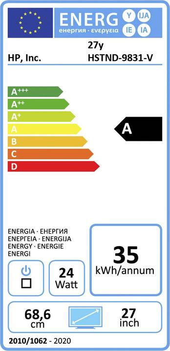 Energy Label HP 27y (1920 x 1080 pixels, 27")