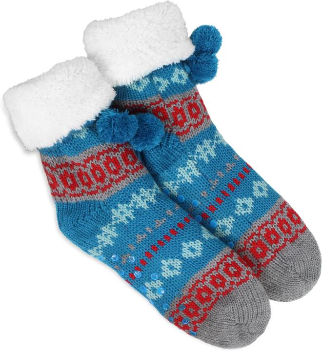 Image du produit Normani Chaussons en tricot avec pompon, ABS et motif norvégien (Une unité par pack, 40 - 44)