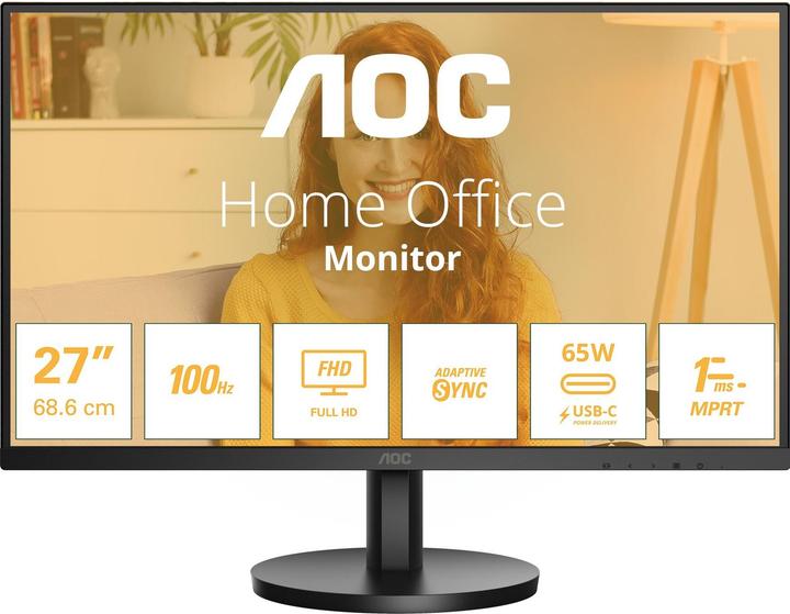 AOC 27B3CA2 IPS Monitor,,, 4ms, 1x HDMI, 1x USB-C, 2x USB 3.2, speakers (1920 x 1080 Pixel, 27")
