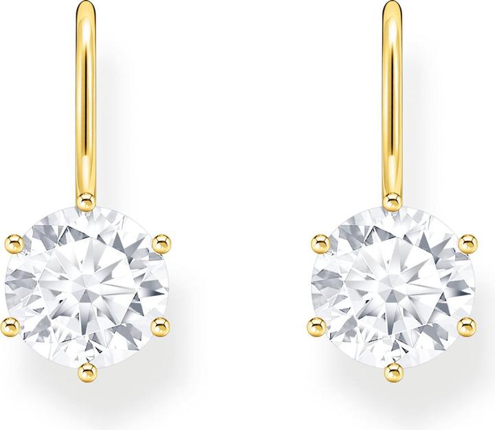 Actual product image Thomas Sabo Gold-plated earrings with large white zirconia (750 yellow gold gilding, 925 sterling silver)