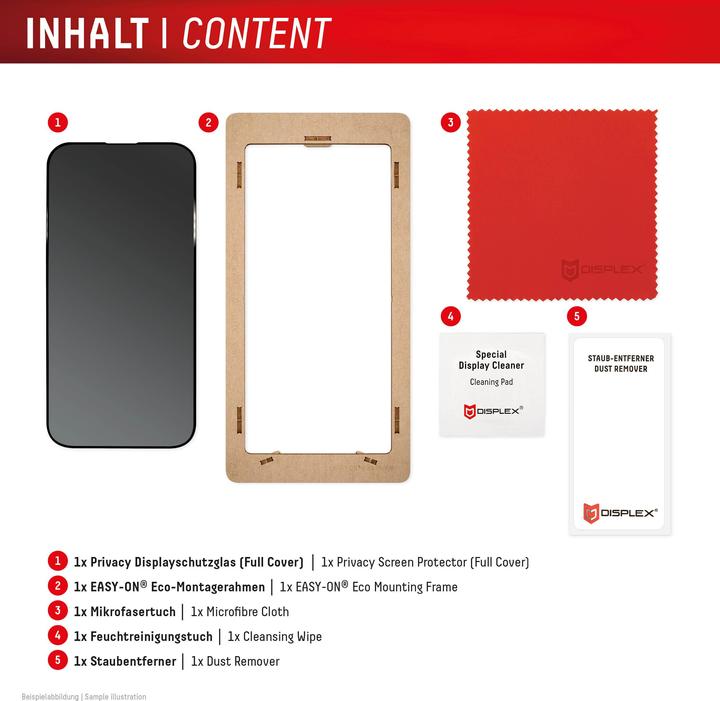 Produktbild Displex Privacy Glass, Privacy Full Cover Panzerglas (1 Stück, Apple iPhone 16 Pro)