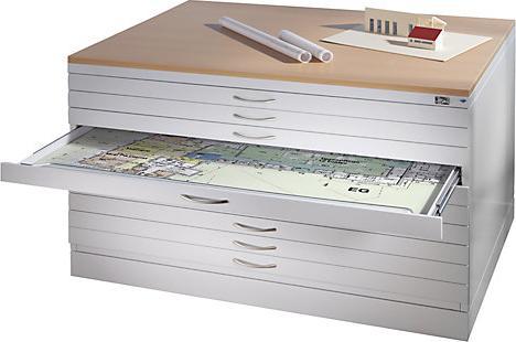 Image du produit C+P CP 7100 Armoire à plans gris noir, aluminium blanc 5 tiroirs 110,0 x 76,5 x 42,0 cm