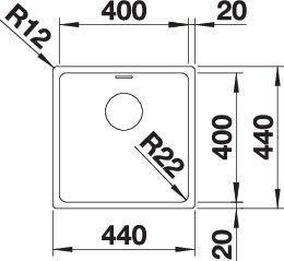Actual product image Blanco Andano 400-IF (Fitted sink, 44 cm, 44 cm)