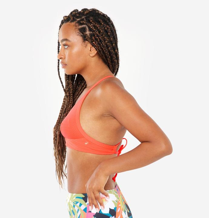Actual product image Olaian Bikini-Oberteil Bustier Surfen Damen strukturiert Bea neon-orange (80 D)