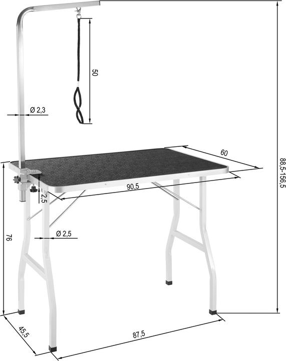 Immagine prodotto tectake Tavolo da toelettatura regolabile in altezza con braccio per cappio (Cane)