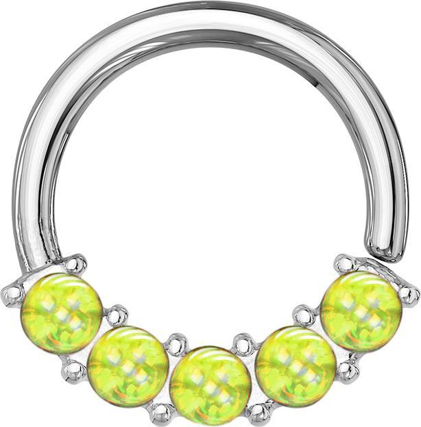 Actual product image Star Piercing Micro piercing ring silver front five epoxy stones green (Surgical steel 316L, without brass)