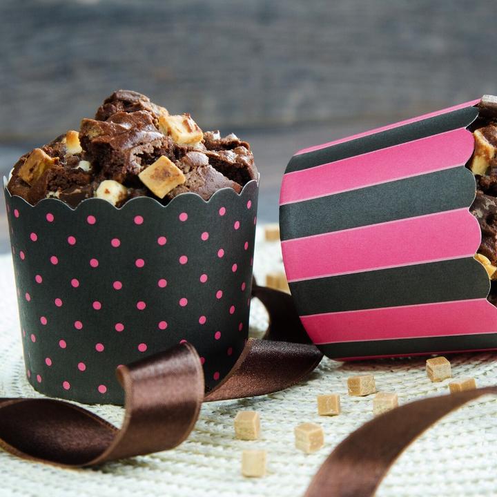 Immagine prodotto Städter Stampi per cupcake neri e rosa (6.50 cm)