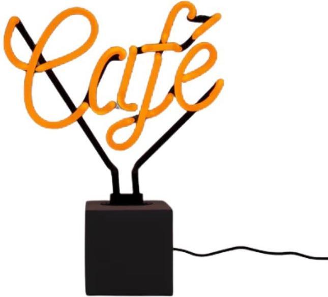 Actual product image Locomocean Glass Neon Table Lamp with Concrete Base - Café