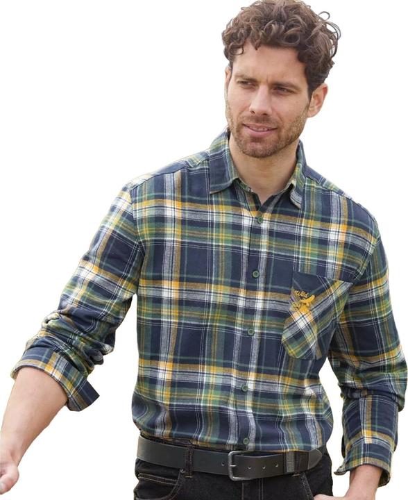 Actual product image Atlas For Men Mens Checked Flannel Embroidered Detail Shirt (5XL)