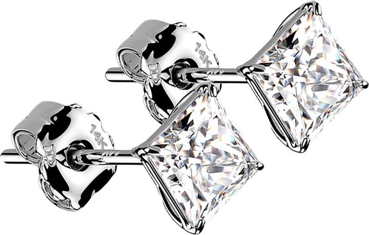 Immagine prodotto Star Piercing Orecchini pendenti in oro bianco 14k con cristallo quadrato in argento (Oro 14k)