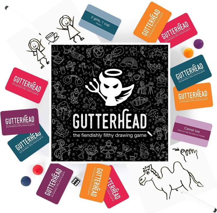 Actual product image JTI Gutterhead - The Fiendishly Filthy Drawing Game - The Adult Board Game of Hilariously Dirty Doodles (English)