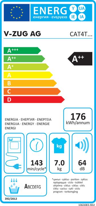 Energy Label V-Zug CombiAdoraDry V4000 (7 kg, Left)