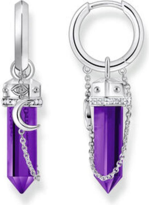 Produktbild Thomas Sabo Creolen mit Anhänger mit imitiertem Amethyst Silber geschwärzt (925er Silber/Silber)