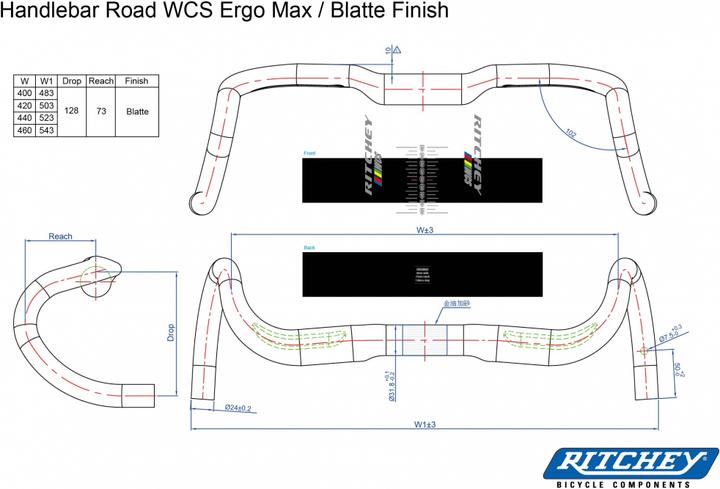 Produktbild Ritchey Road WCS Ergomax 42cm (c-c oben) (31.80 mm)